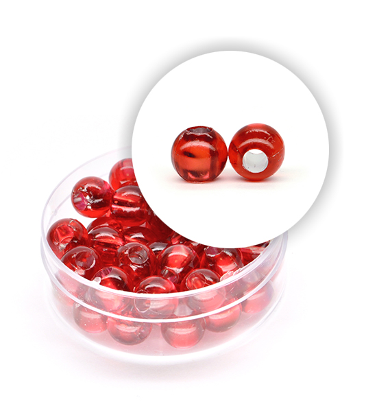 Plastic beads with silver core (about 8,5 g) 8 mm ø - Red